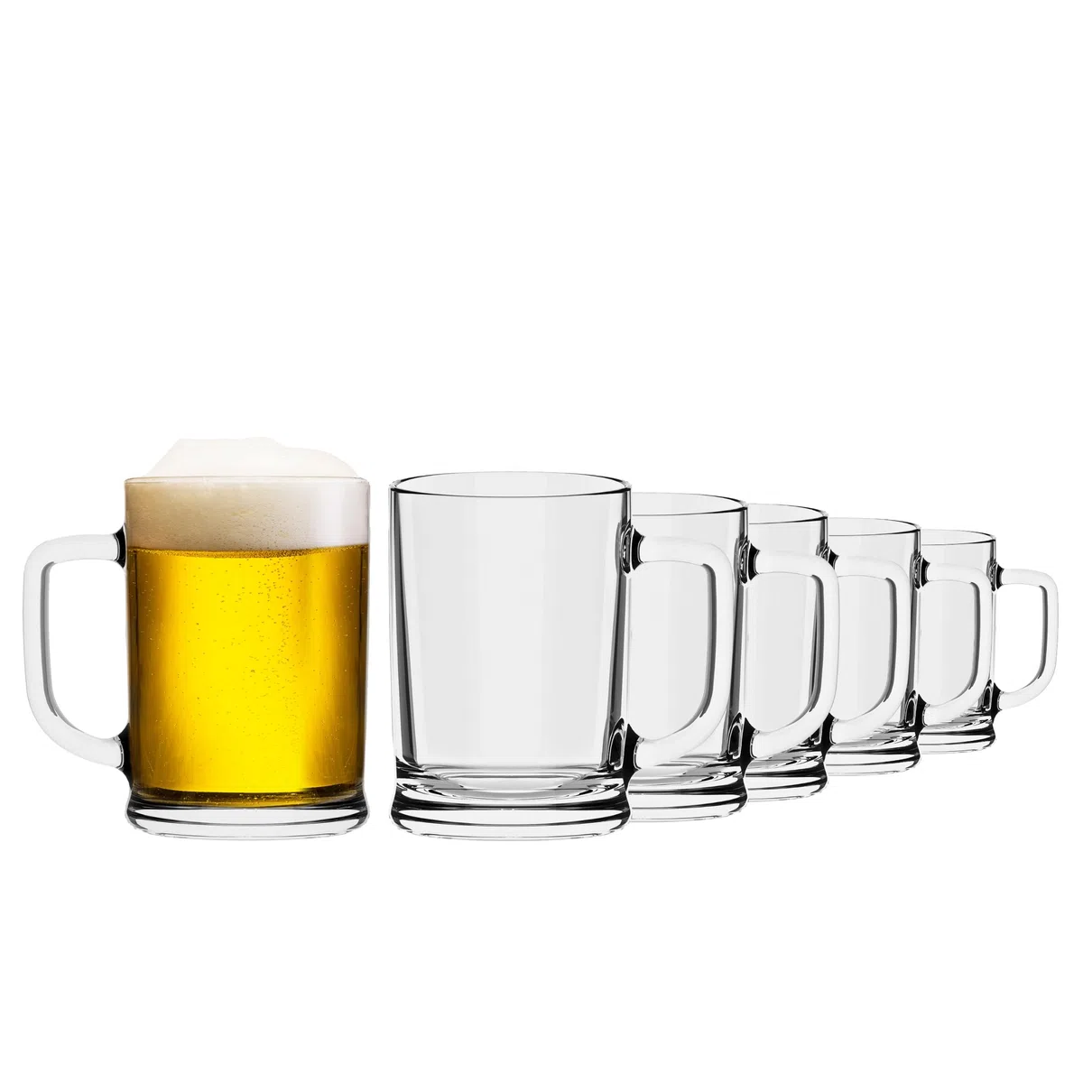 TREND FOR HOME Boccale Birra con Manico, 500 ml, Set da 6 Boccali Birra Set Bicchieri Birra Vetro Trasparente 0,5L, Lavabile in Lavastoviglie, Collezione Ulf
