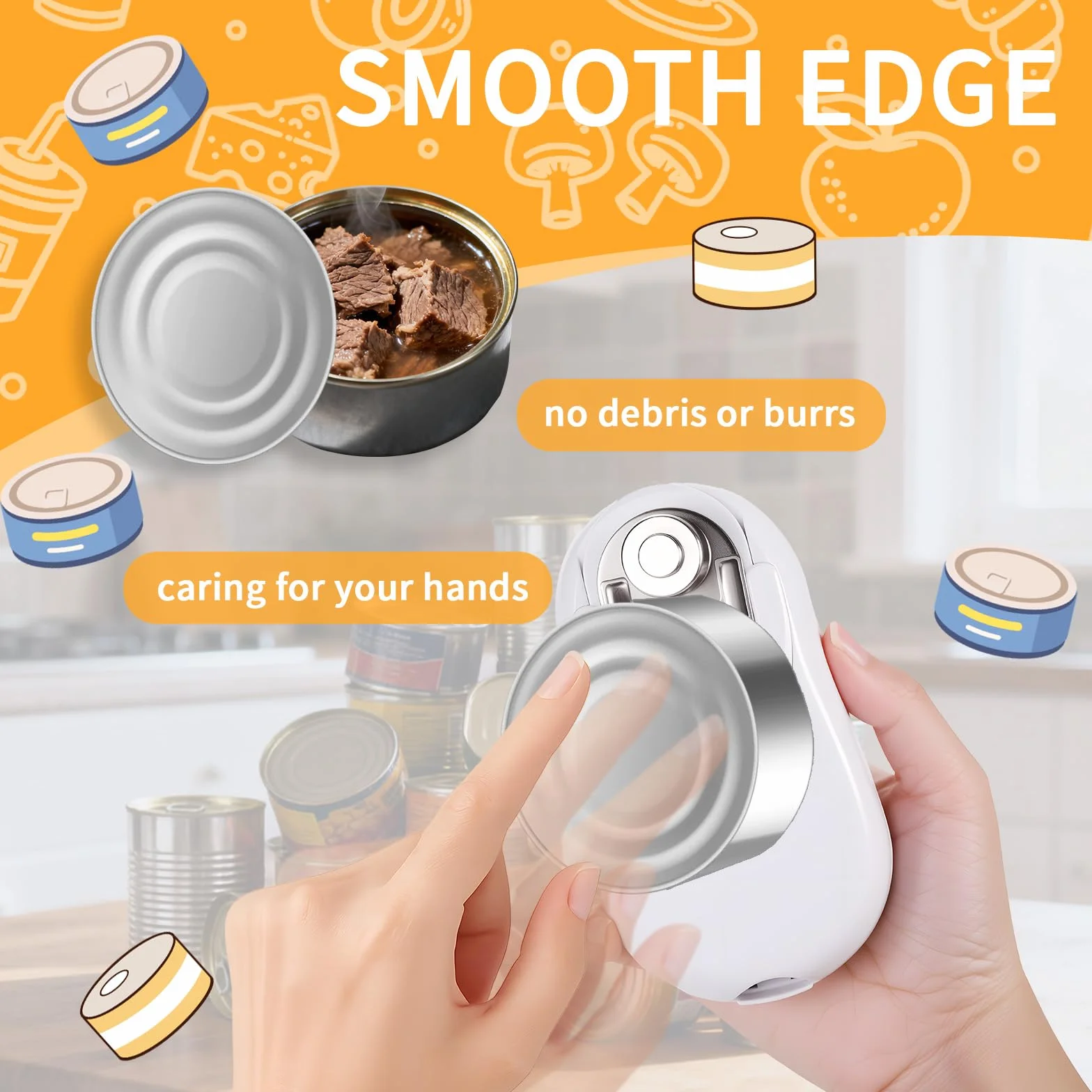 Starvortex Apriscatole Elettrico, Funzionamento Automatico Con Un Solo Tocco, Gadget da Cucina Compatto e Portatile, Bordo Liscio, A batteria, A mani libere, per Artriti e Persone con Mani Deboli