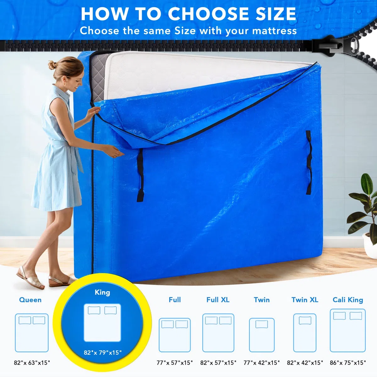 AlexHome Borsa per materasso per lo spostamento e la conservazione, borsa per materasso riutilizzabile resistente, facile da trasportare (king size)