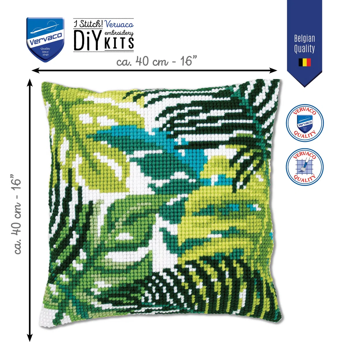 VERVACO Kit Cuscino Punto Croce Foglie BOTANICHE Set Ricamo Principianti Cuscini Gobelin Decorativi ca. 40 x 40 cm Accessori per Lavoretti Creativi DIY Casa Decor Hobby Adulti Cross Stitch