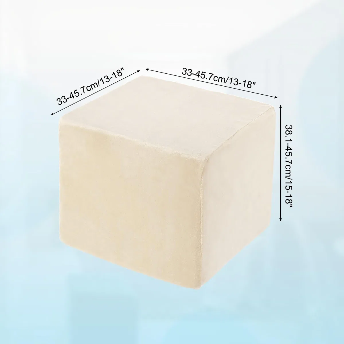 QUARKZMAN Copri Poggiapiedi Allungabile Copertina Quadrata Poggiapiedi Con Elastico Protettore Per Soggiorno Camera a Lunghezza 33-45.7cm/13-18 Pollici, Beige Chiaro