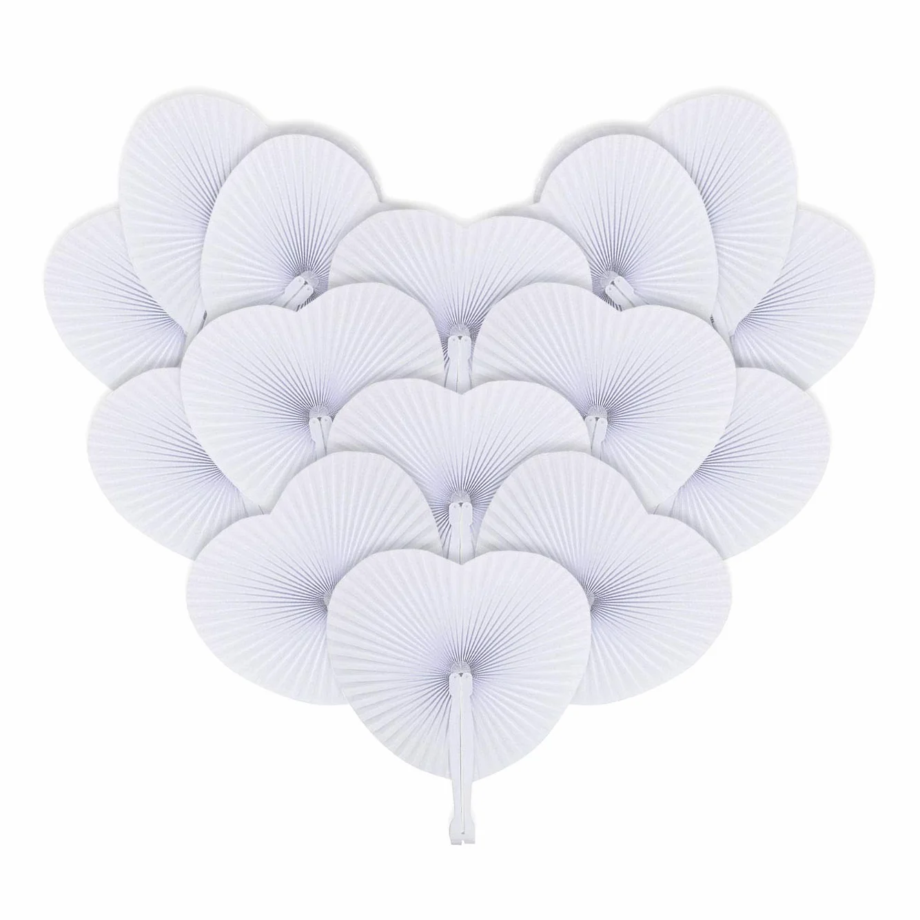 iZoeL Hand Fan Folding 60 Pezzi Ventagli Pieghevoli Bianchi Ventaglio Pieghevole Forma Cuore Ventaglio Matrimonio Maniglia Plastica per Regali Gli Invitati Bomboniera Ospiti Baby Shower Ventagli