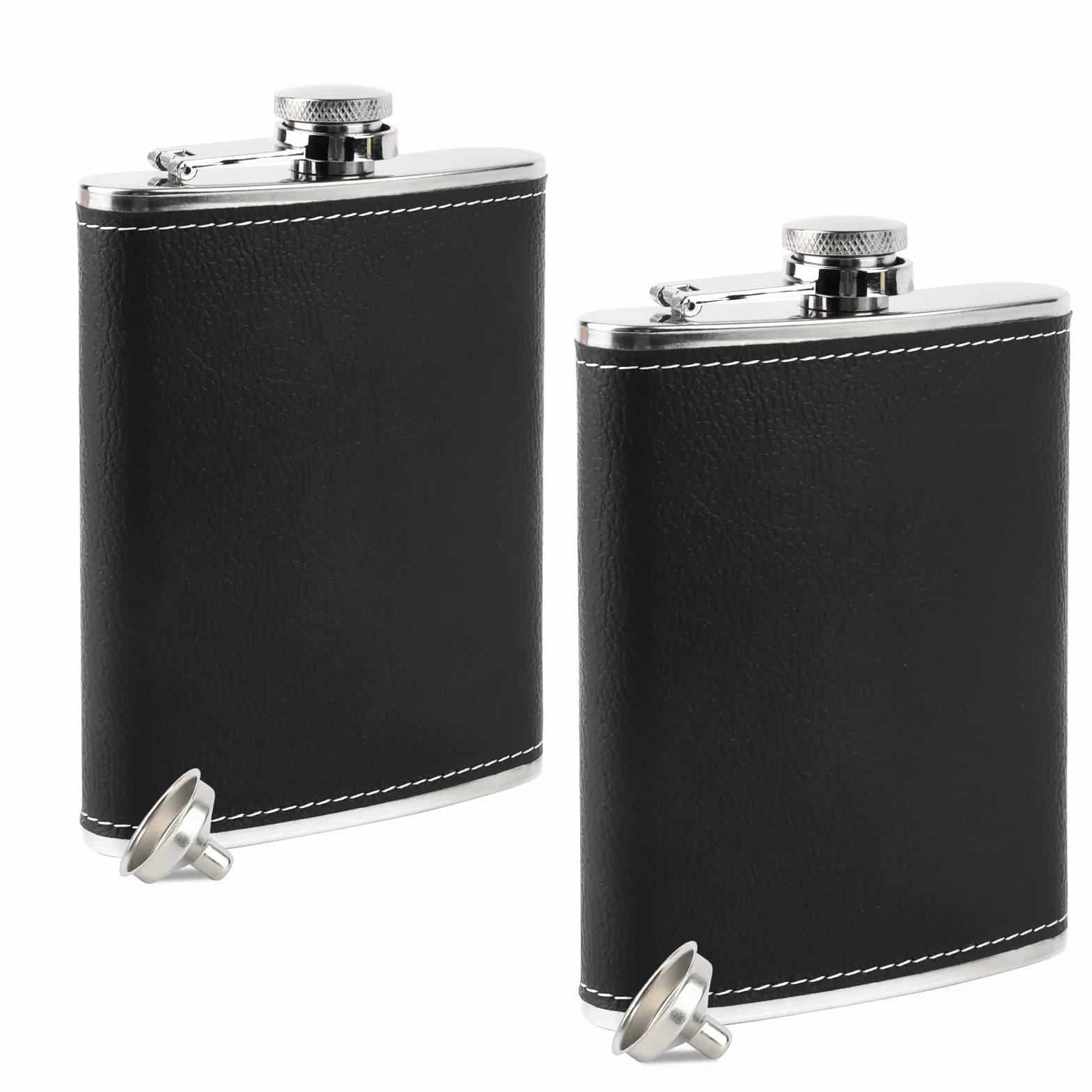 2 Fiaschetta Tascabile e 2 Imbuto, Set di Fiaschette in Acciaio Inossidabile, RISVOWO 8 oz / 227 ML Fiaschetta Whisky per Liquori, Portatile Hip Flask, per Bar, Campeggio, Picnic