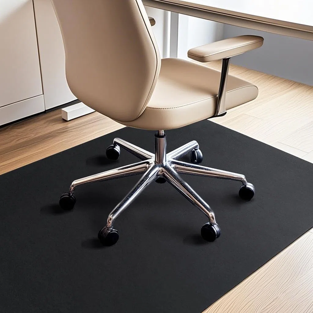 COSYLAND Tappeto sedia ufficio 90x120 cm – Tappeto sedia gaming - Tappeto per sedia con ruote antiscivolo, protezione pavimento per parquet e piastrelle (Nero)