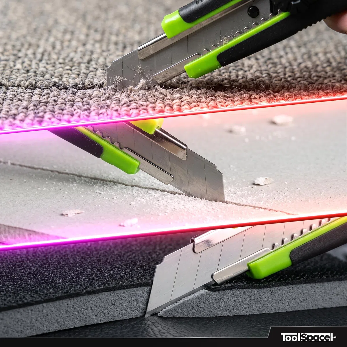 ToolSpace Cutter Professionale 18 mm 12x Lama Spezzabile Acciaio Al Carbonio Blocco Lama Impugnatura Antiscivolo Taglierino Per Cartone Carta Da Parati Moquette Imballaggi Cantiere Bricolage