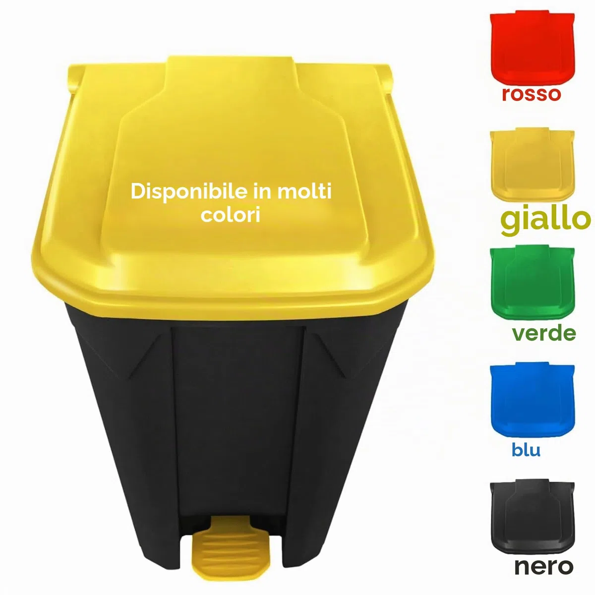 KARAT Pattumiera con coperchio ermetico, 2 maniglie, in plastica, per interni esterni, resistente alle intemperie, ideale per giardino ristorante (giallo (Olaf), 80 l)