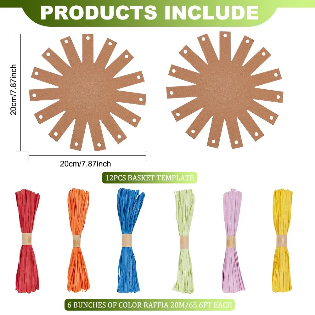 FREEBLOSS Set 12 Kit per La Creazione di Cesti Cestino Creativo in Rafia con Istruzioni Cestino Forniture per La Tessitura per Adulti Kit per La Tessitura di Cesti per Appassionati di Artigianato