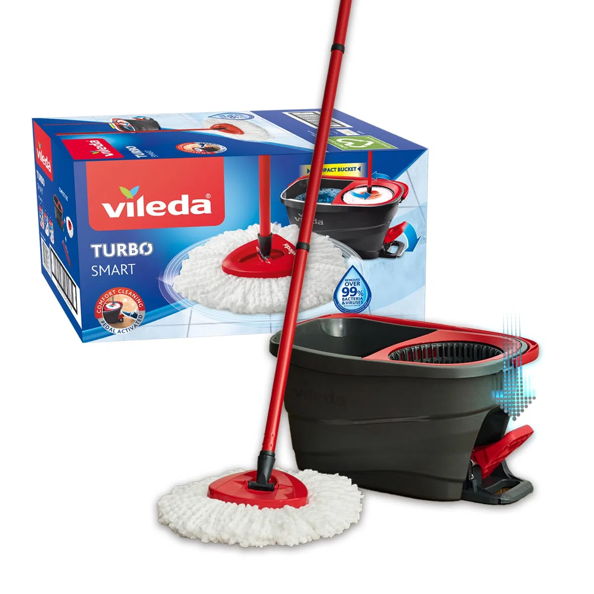 Vileda Lavapavimenti Turbo Smart, Microfibra In Poliestere Con Sistema A Pedale, ‎Standard