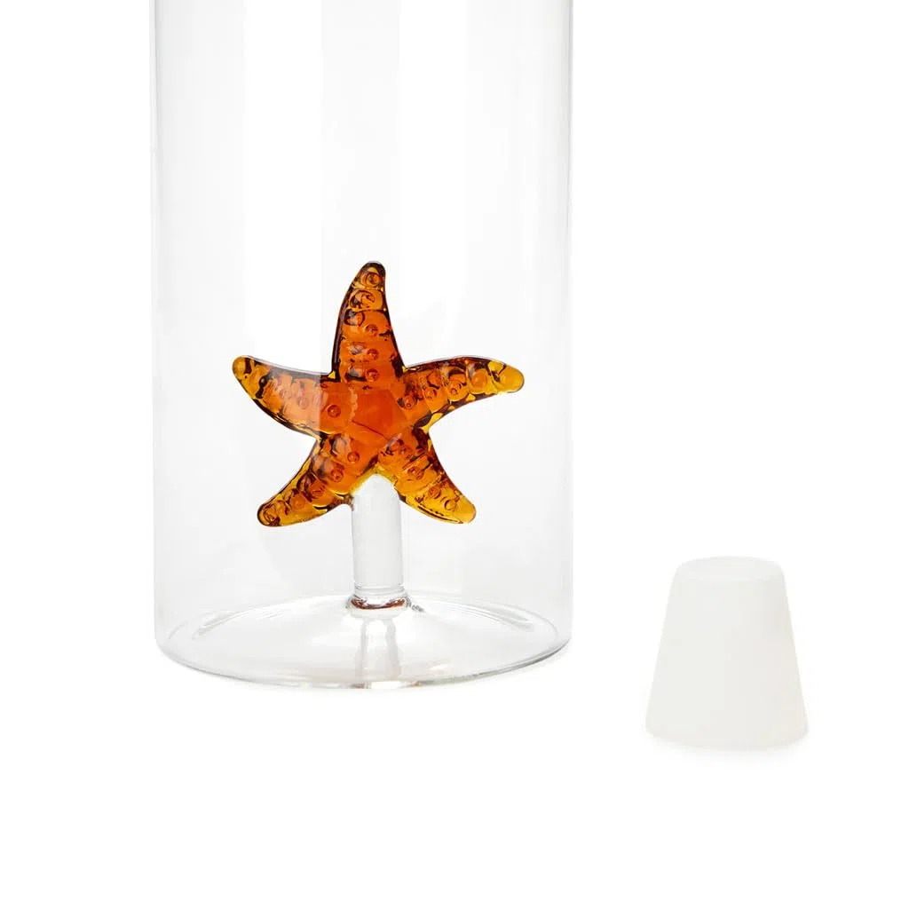Balvi Bottiglia Atlantis Starfish Bottiglia da Acqua 1,2L Figura fissata all'Interno Tappo in Silicon