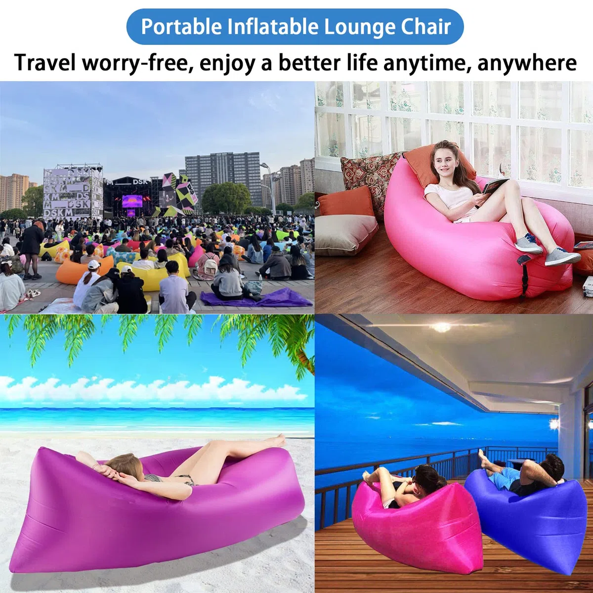 Divano Gonfiabile a Sdraio Air, Divano ad Aria Air con Pacchetto Portatile,Divano Gonfiabile Campeggio per Viaggi, all'aperto, Campeggio, Escursionismo, Piscina e Feste in Spiaggia