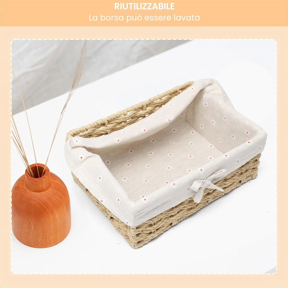 APOMOONS 2 Pezzi Cestino Pane con Foderato, 2 Misure Cestini Pane in Corda di Carta, Cestini Stoccaggio per Dolci Dessert Colazione, Cachi