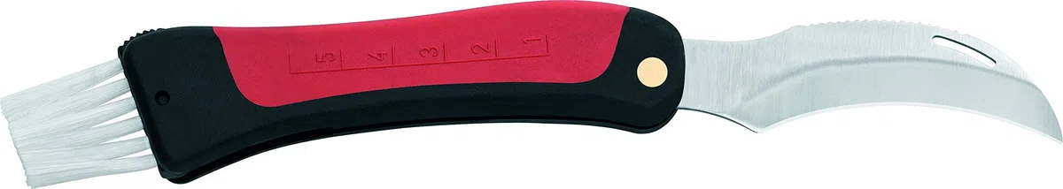AUSONIA - Coltello coglifunghi lama in acciaio inox AISI 440 manico in gomma con pennellino Cm 18
