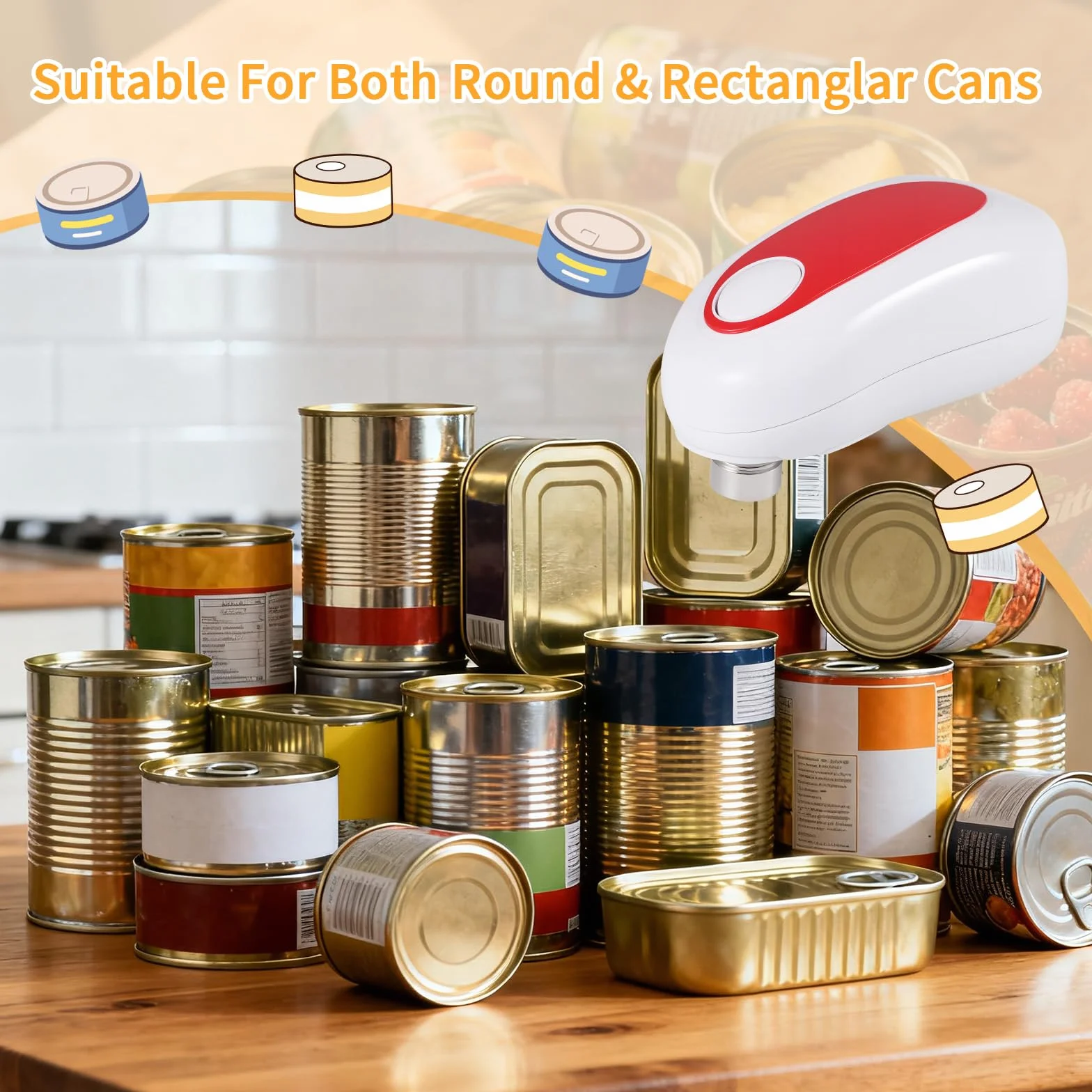 Starvortex Apriscatole Elettrico, Funzionamento Automatico Con Un Solo Tocco, Gadget da Cucina Compatto e Portatile, Bordo Liscio, A batteria, A mani libere, per Artriti e Persone con Mani Deboli