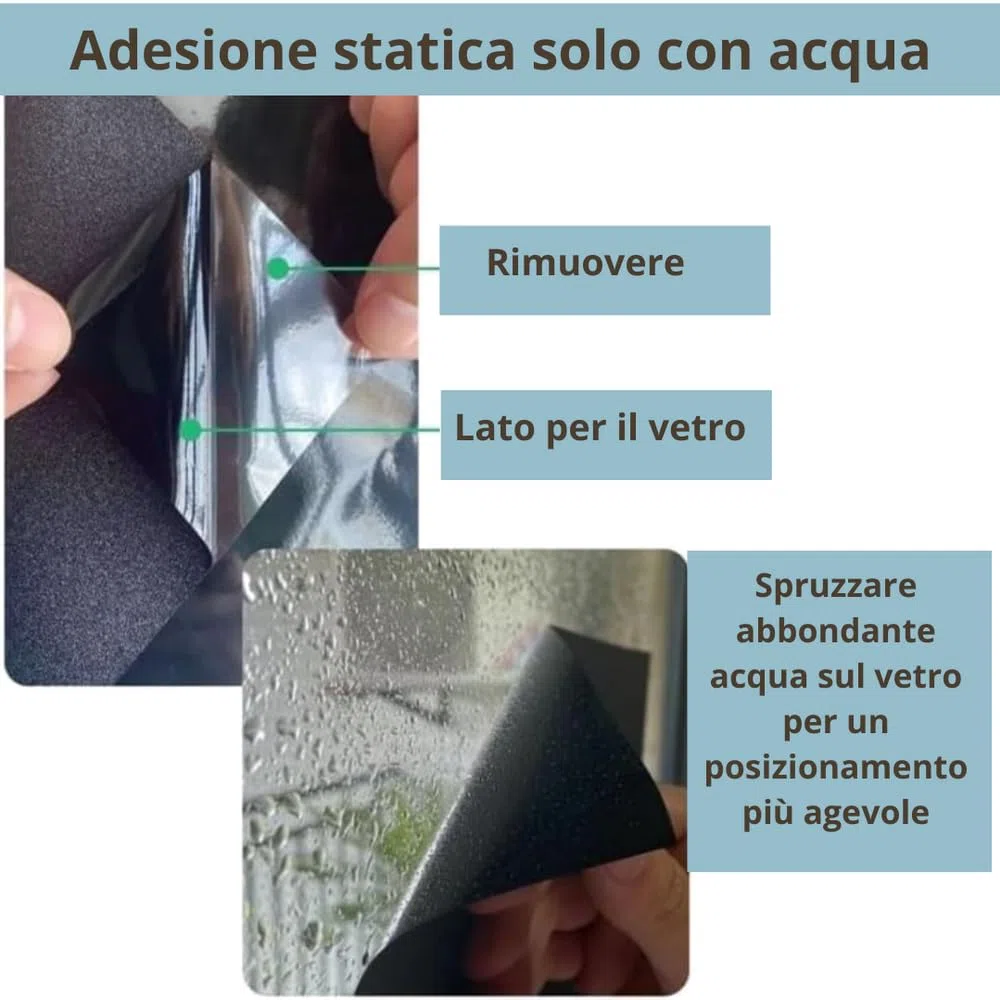 Pellicola Privacy Vetro Oscurante totale MISURE GRANDI (NERO, 60 X 200 CM) Finestre Box Doccia decorativa Antisguardo Riutilizzabile Elettrostatica