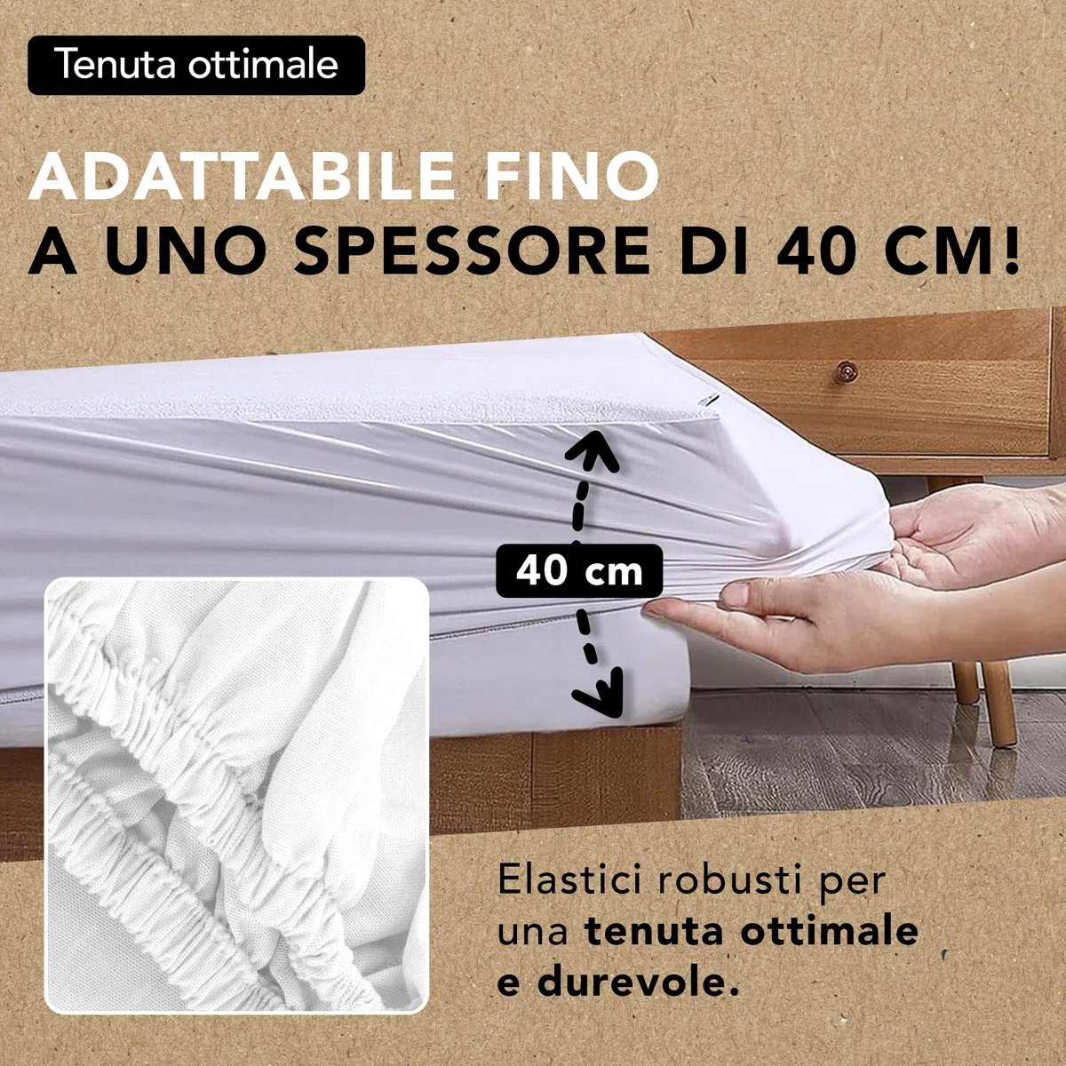 Coprimaterasso Matrimoniale Extra Large 200x200cm | Impermeabile e Silenzioso | Forma Telo con Fascia 40 cm | Cotone Assorbente e Anallergico | Trattamento Antiacaro | OEKO-TEX | Ôhm