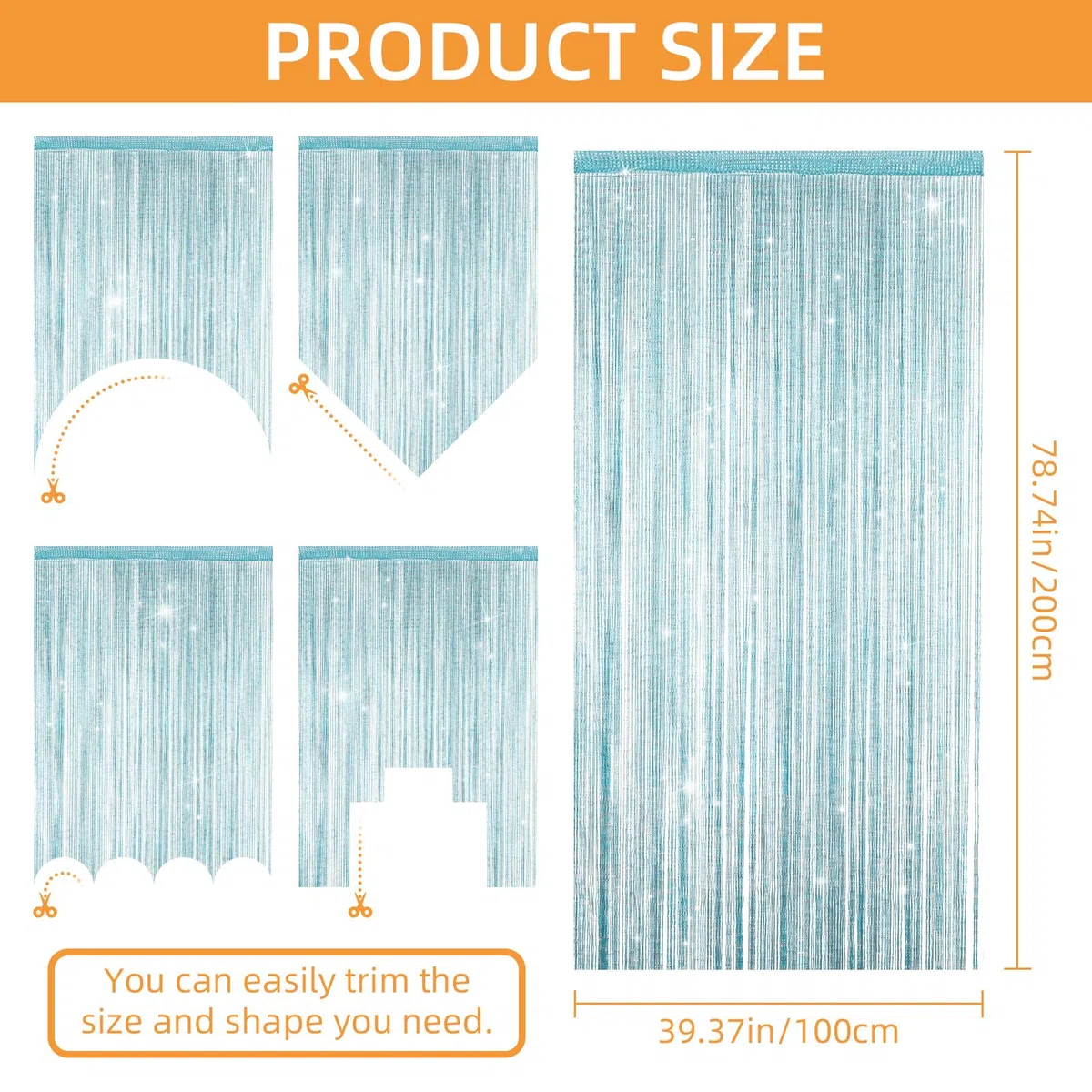 LITLANDSTAR 4 tende a fili per porta, con brillantini, decorazione per finestre, divisori e perle, per matrimoni, feste, 100 x 200 cm (blu)