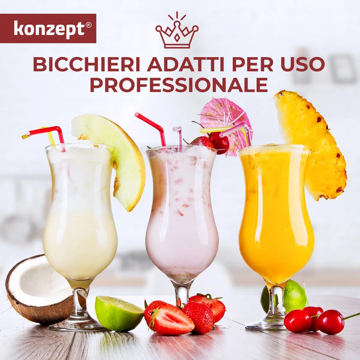 Konzept 11 - Set di 6 bicchieri da cocktail da 460 ml – bicchieri trasparenti da caffè ghiacciato, frappè e bicchieri da long drink – ideali per birra, gelato e coctails