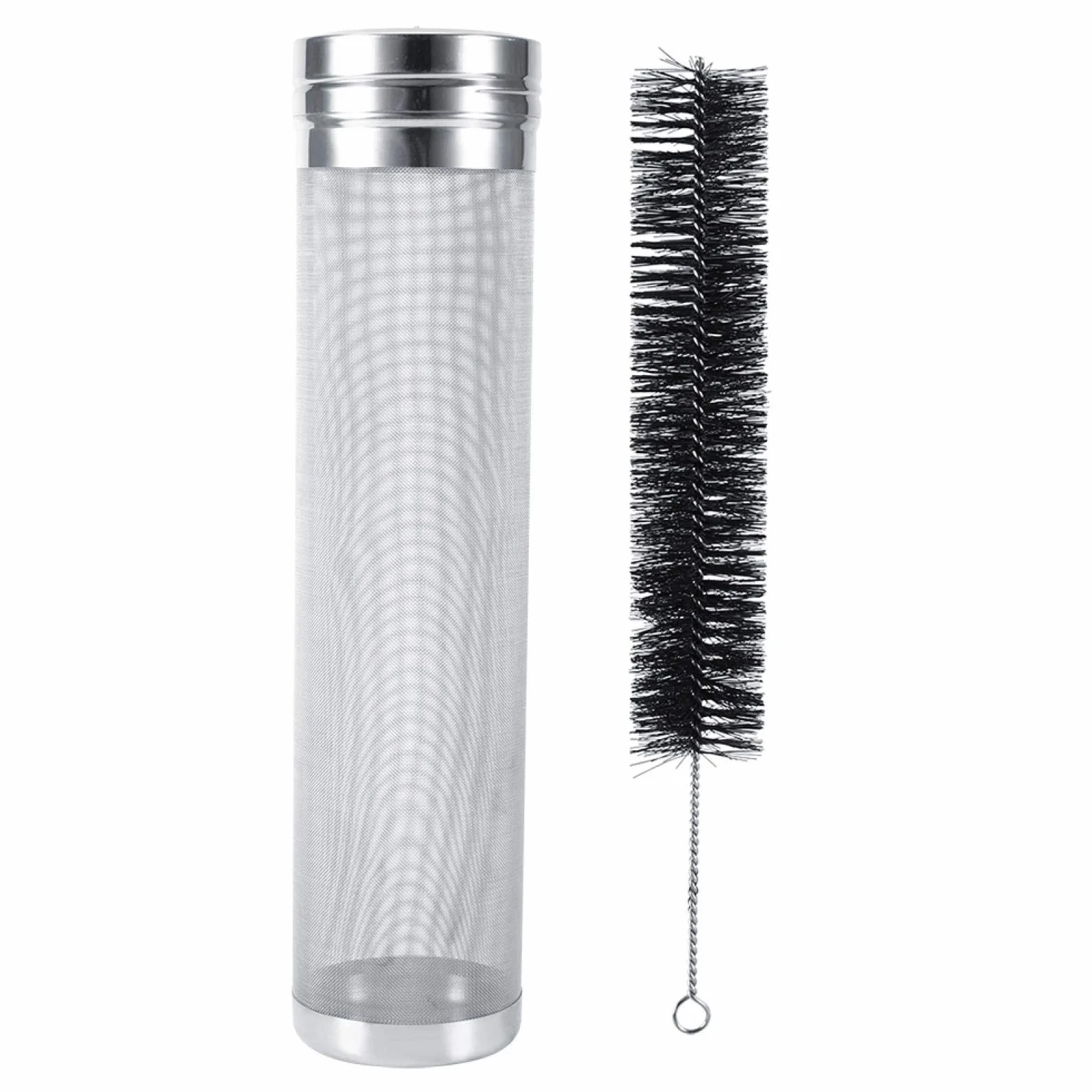 Filtro a Maglia Birra 300 Micron Mesh Filtro a Tramoggia per Birra Filtro a Rete per Birra in Acciaio Inossidabile con Spazzola per Birra Fatta in Casa Vino, 7 * 29cm