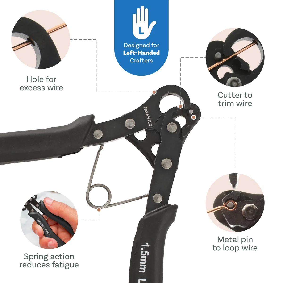 The Beadsmith Original One Step Looper: crea e rifinisci anelli uniformi da 1,5 mm per la creazione di gioielli, per mancini, da utilizzare con filo da artigianato da 24-18 g (brevettato)