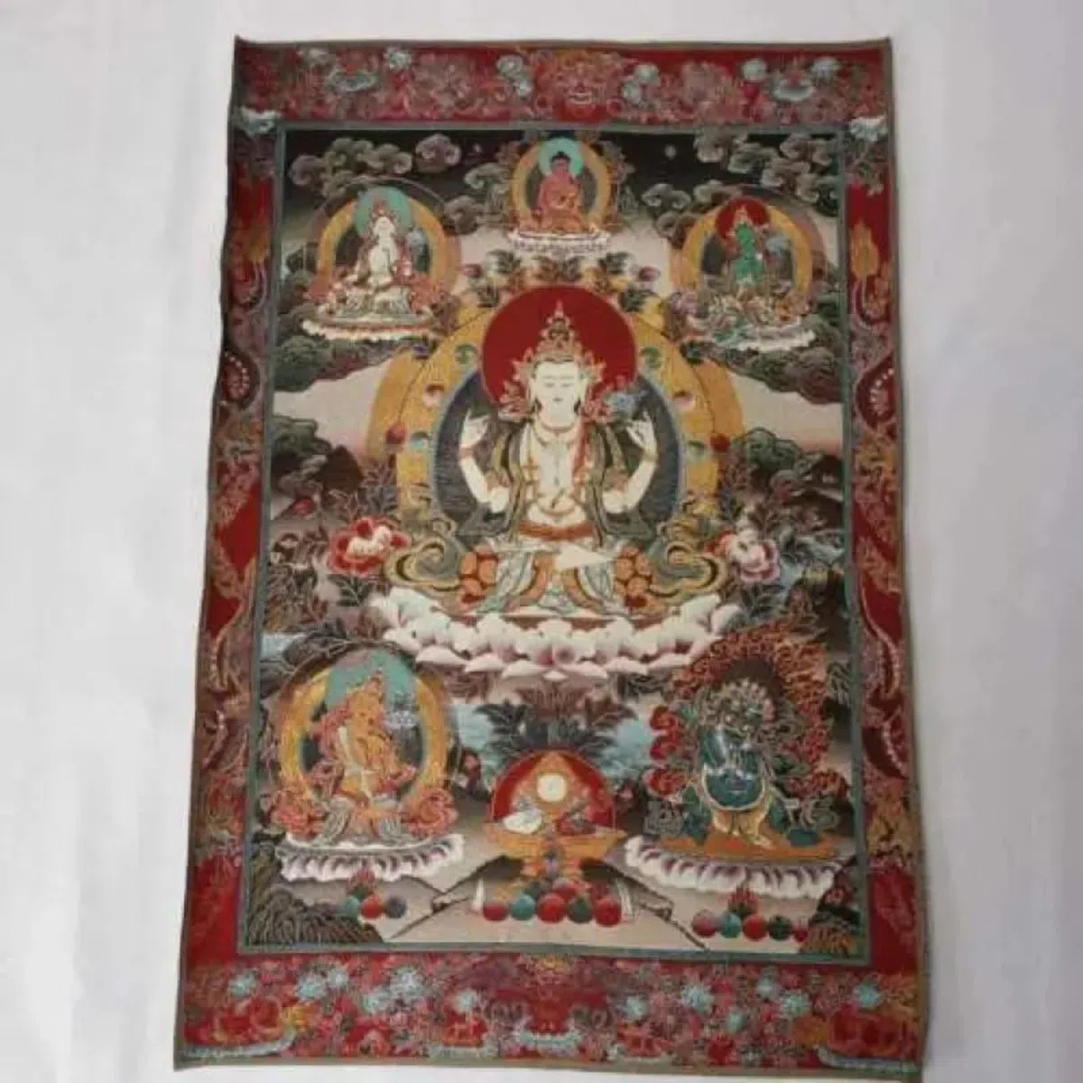 FENNYYAR Tibet tibetano Thangka, 90 cm, panno di seta 4 braccia Guanyin Kwan-Yin Tangka murale