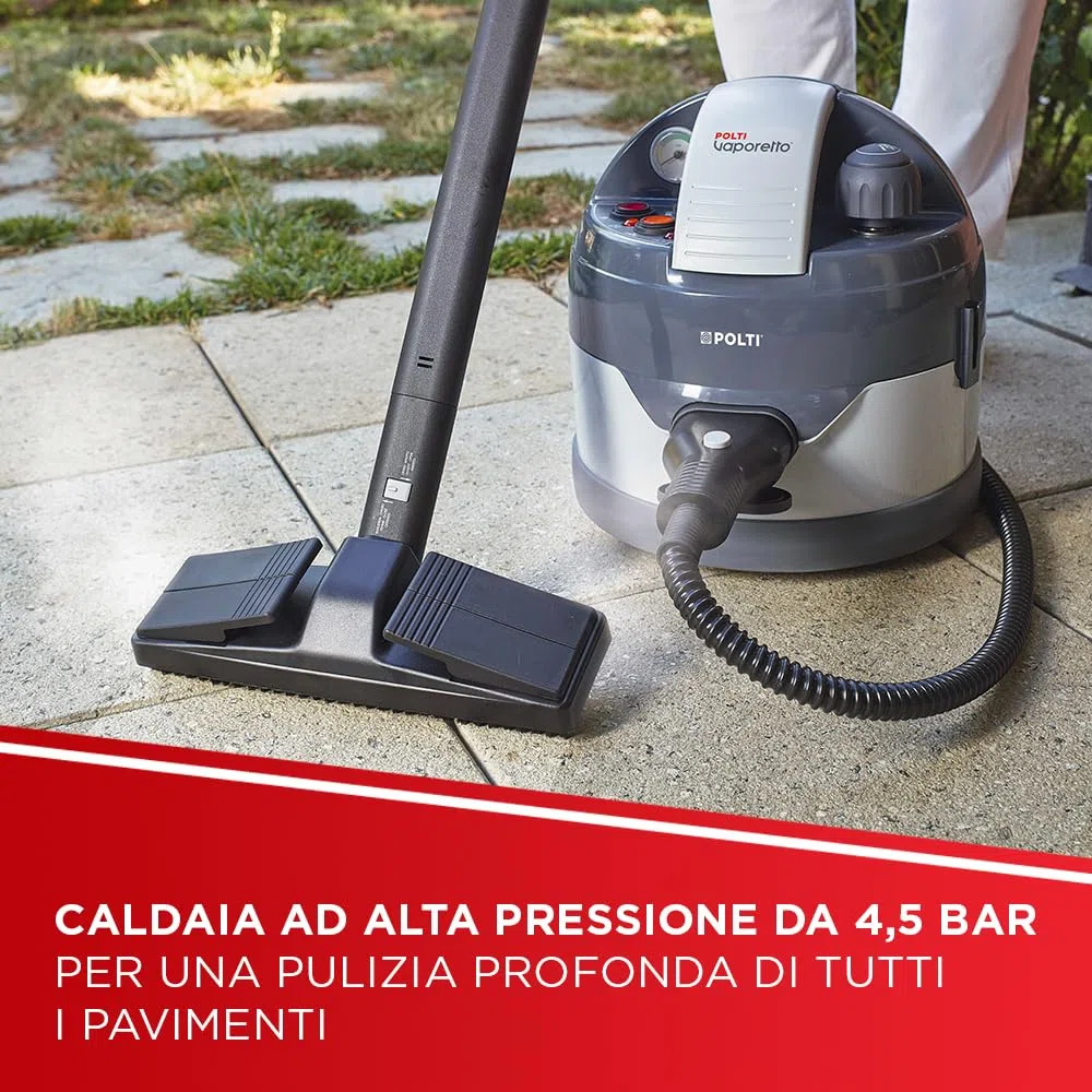 Polti Vaporetto Eco Pro 3.0 Kalstop, 20 Fiale di Kalstop Anticalcare, Pulitore a Vapore con Caldaia e Tappo di Sicurezza, Potenza Max 2000 W, Serbatoio 2 L, 9 Accessori Inclusi, Made in Italy, Grigio