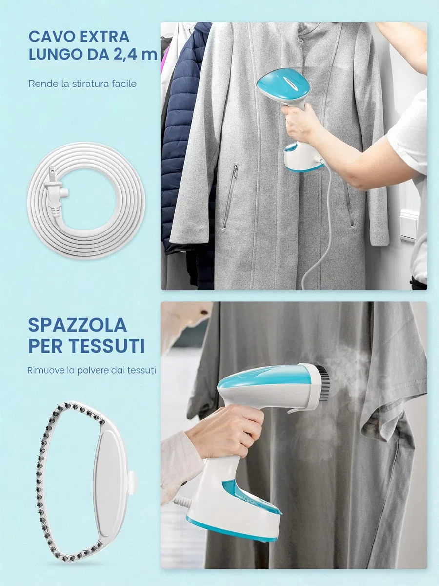 Reemix Ferro da Stiro Verticale, Pieghevole e Portatile Stiratrice Verticale, 20 g/min Vapore Penetrante, Riscaldamento Rapido 25 Secondi, per Casa, Ufficio e Viaggi, 220V(Blu)