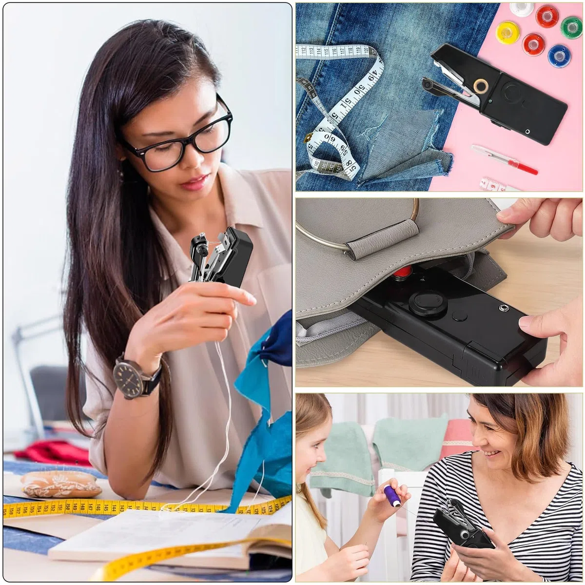 HhBdy Macchina da Cucire Portatile, Macchina Cucire Portatile Ricaricabile Sewing Machine Piccolo, Cucitrice Pratico, Cucito Accessori per Fai Da Te Abbigliamento Tessuto Tende