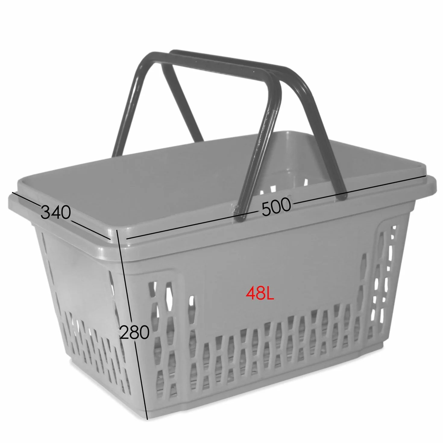 Gerso - 10 Cestini della spesa in plastica con 2 staffe, polipropilene da 40 litri, vari colori blu