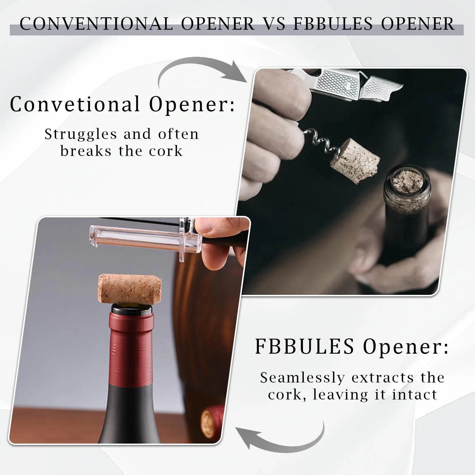 Cavatappi Vino Pressione Aria con 2 Tappi Bottiglie Riutilizzabili, Apribottiglie a Pompa Rapido e Facile da Usare, Professionale Accessori Vino per Casa, Raduni e Regalo