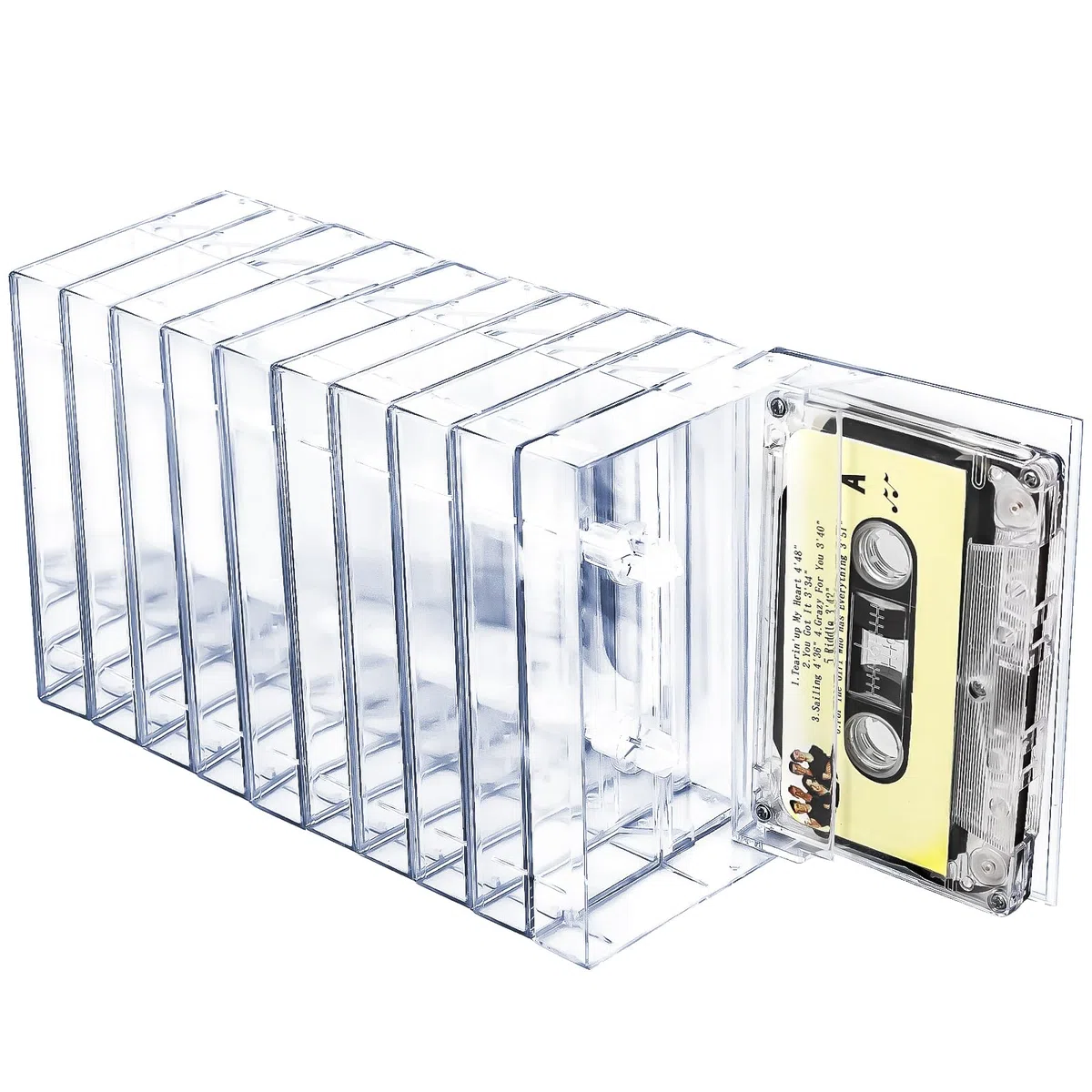 Confezione da 10 custodie e supporti per cassette audio, in plastica trasparente, con protezione antigraffio/polvere, scatole di ricambio classiche in stile norelco (10 x 6 x 1,5 cm (lunghezza x