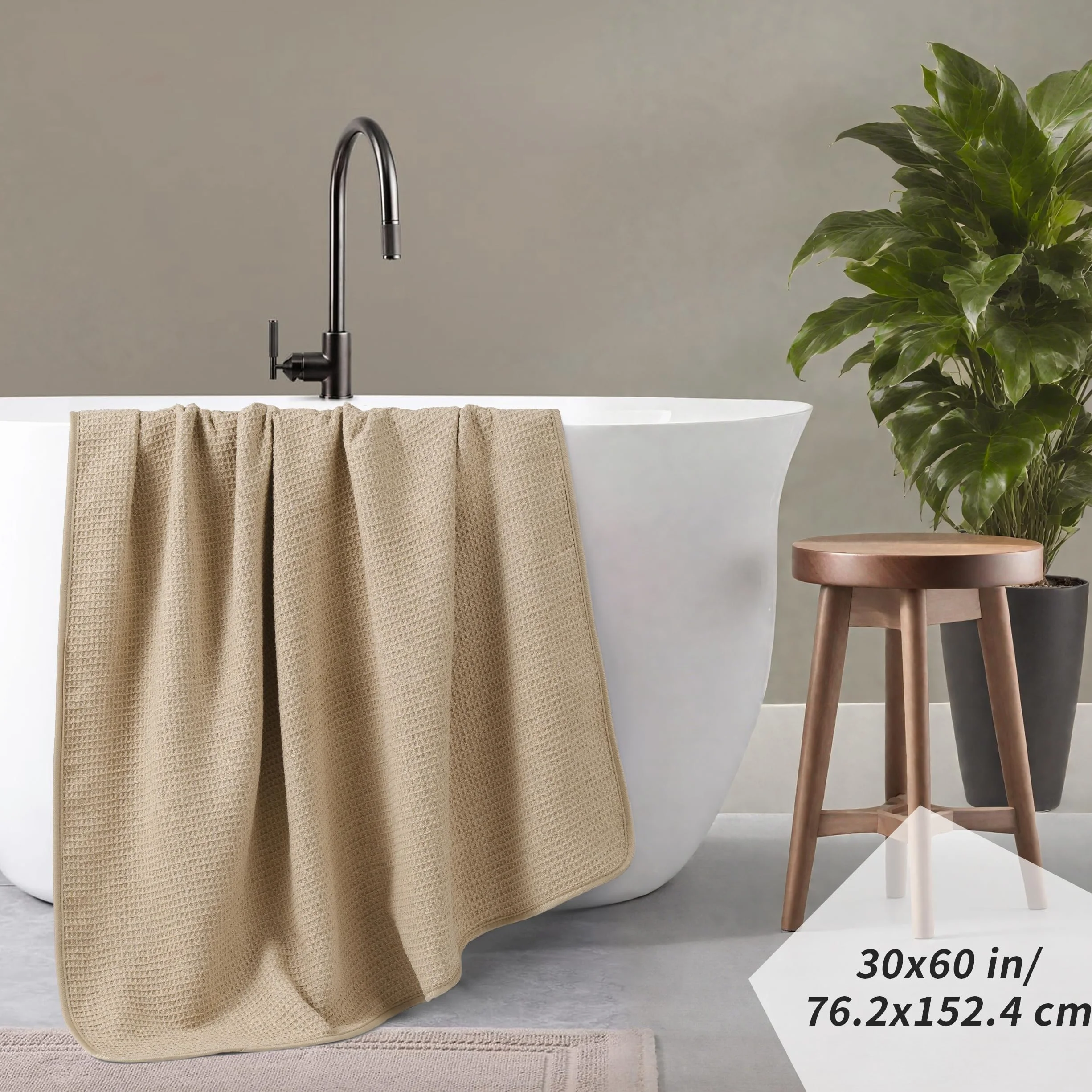 Polyte - 380 gsm telo bagno in microfibra - tessuto a nido d'ape - oversize - 76,2 x 152,4cm - 2 pezzi