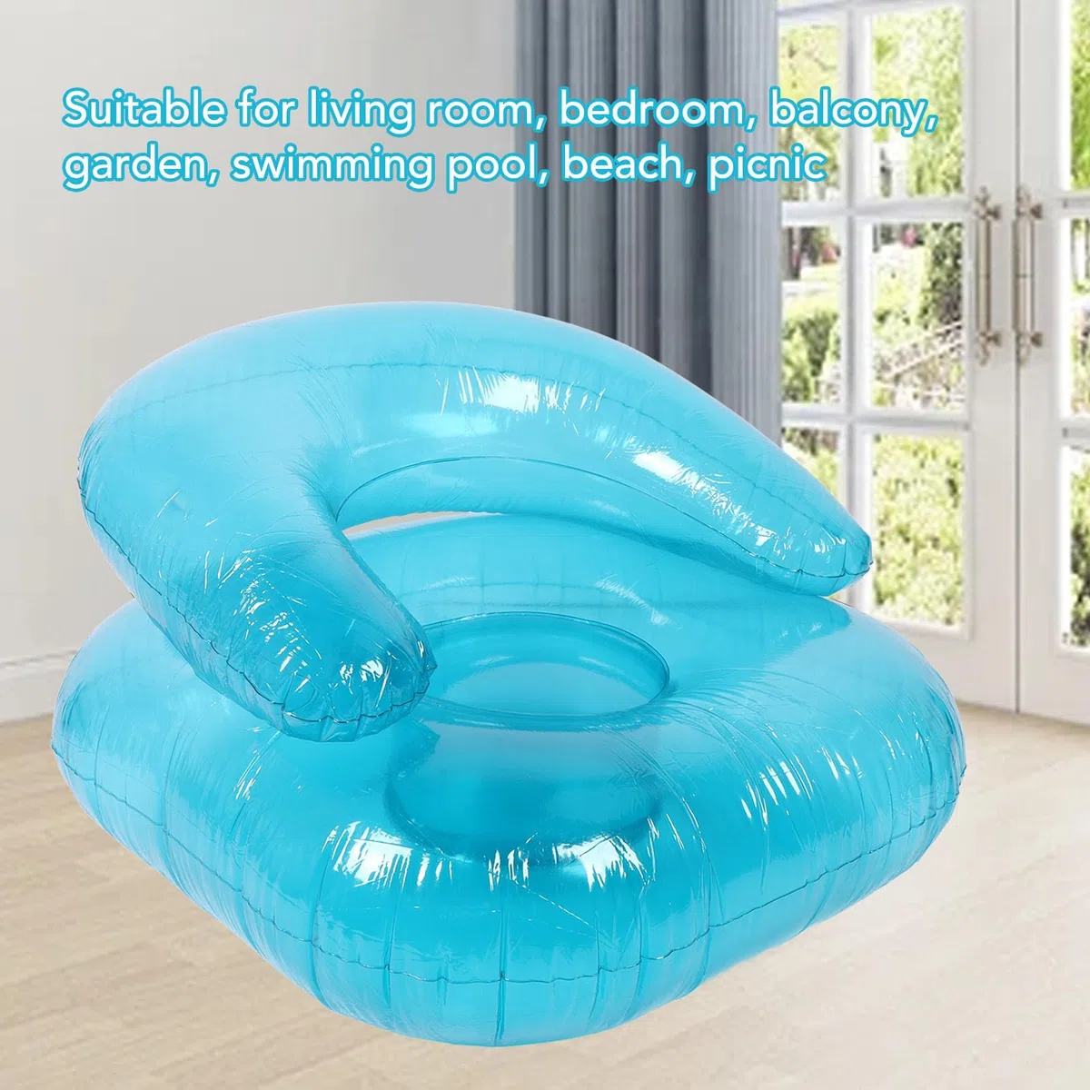 TOPINCN Divano Gonfiabile per Adulti, Sedia Gonfiabile in PVC Trasparente per Uso Esterno Interno, Sedia Blu Spazzola Sedia da Piscina per Piscina Sedia Aeronautica per la Piscina