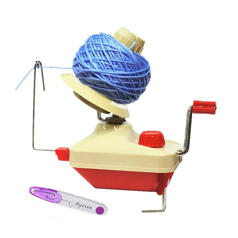 Avvolgitori per palline, filati per maglieria, uncinetto, filato rapido, fibra di lana, spago, lana, avvolgitore, kit di attrezzi fai da te, 1 filato, avvolgitore per palle + 1 pz, forbici (2)