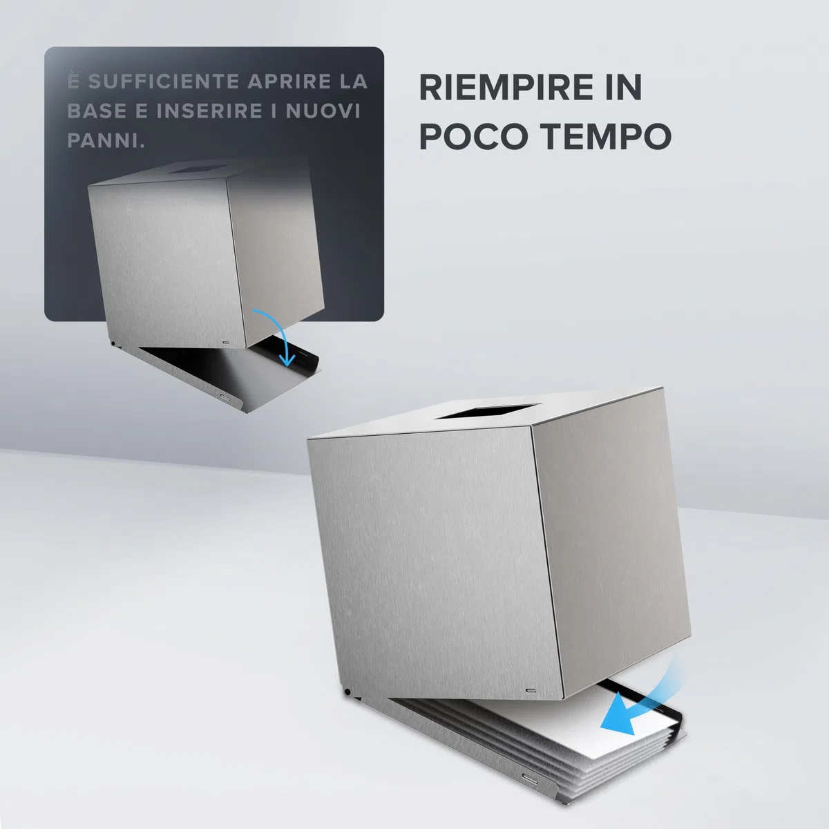 ovimar scatola quadrata per fazzoletti cosmetici Svitringen | acciaio inox | argento | dispenser per fazzoletti, asciugamani di carta o fazzoletti cosmetici | a forma di cubo per bagno, cucina
