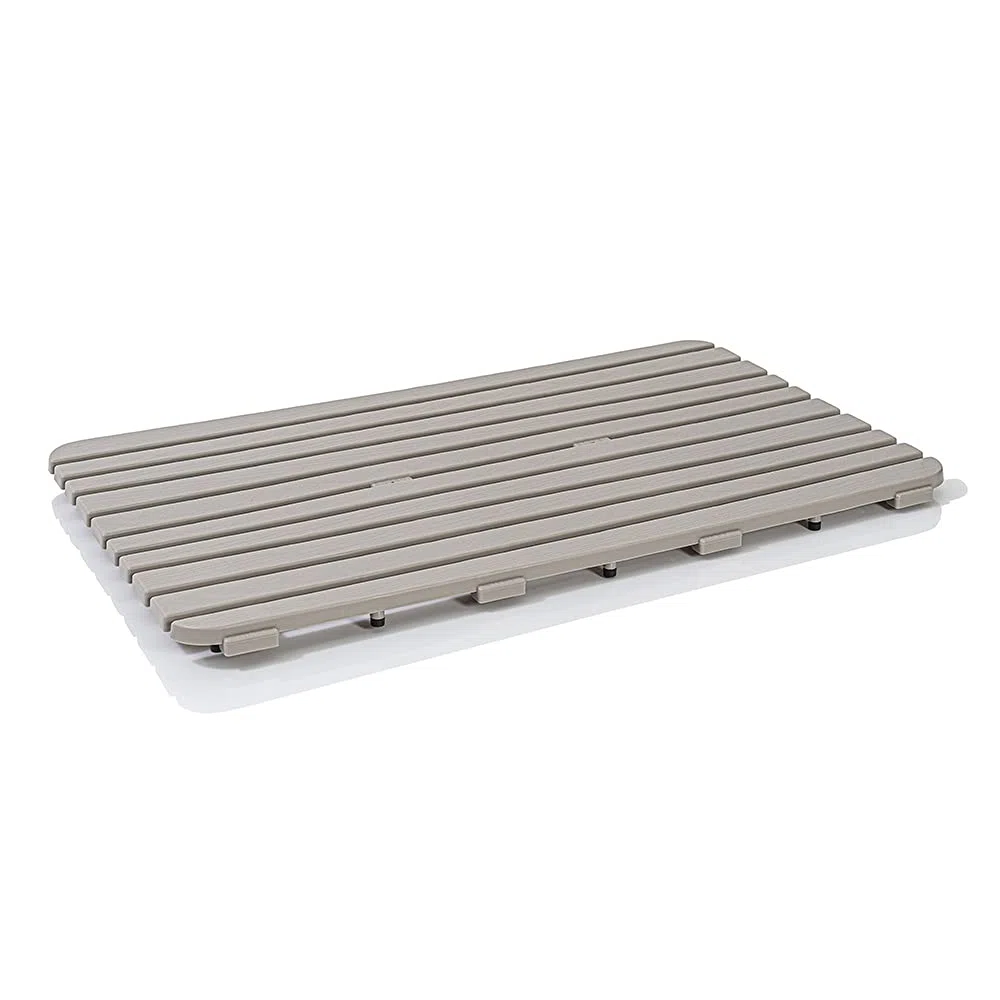 Pedana Doccia Antiscivolo Rettangolare, 80x50x2.5 cm, PP Alta Resistenza Ideale per Interno Esterno (Tortora)