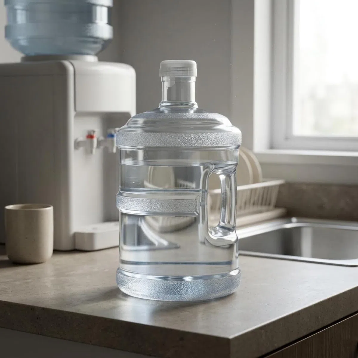 Bottiglia Acqua in PC Plastica Ispessita Tanica Acqua con Manico Portatile Bottiglione Trasparente con Tappo per Casa, Ufficio, 11.3 Litri