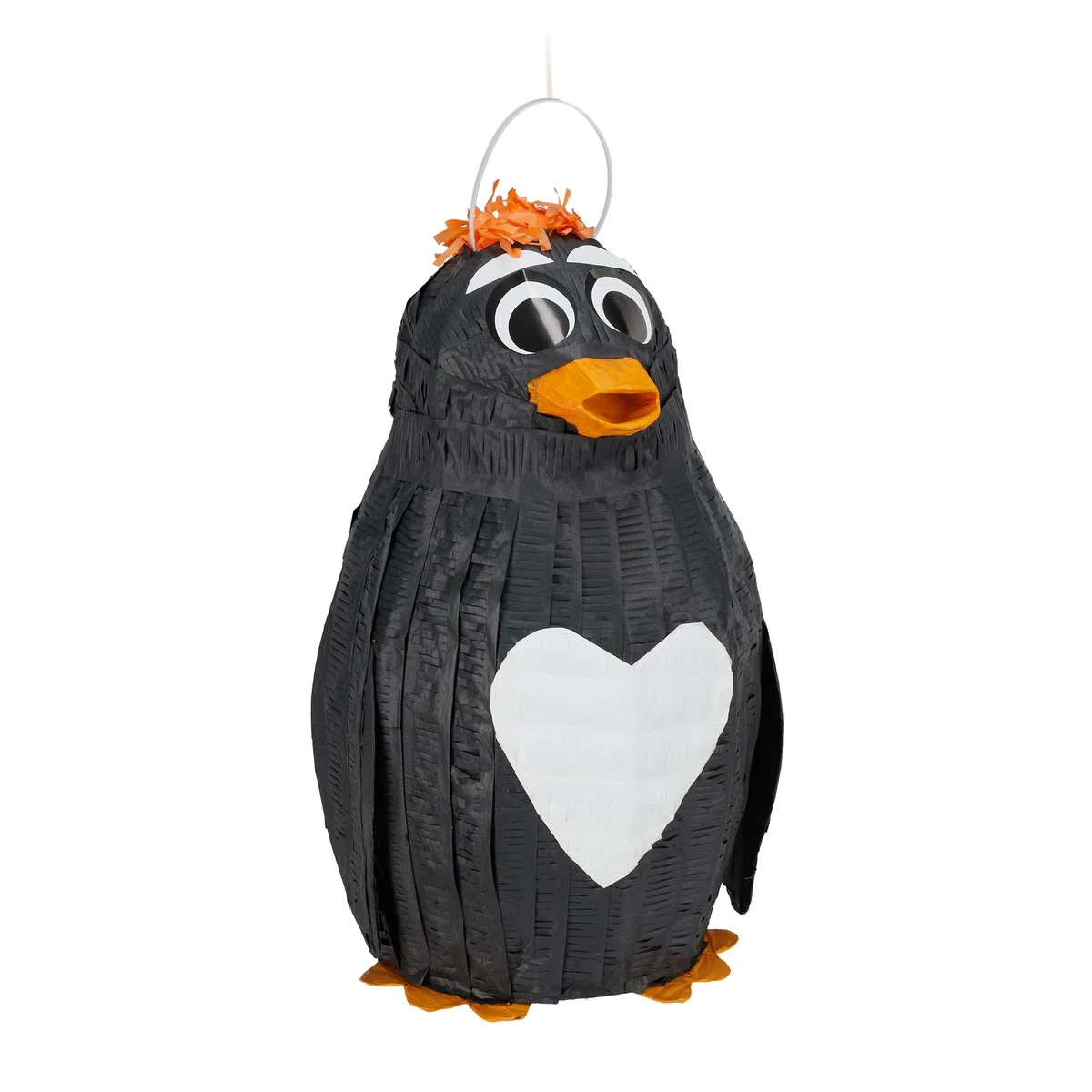 Relaxdays Pignatta a Forma di Pinguino, da Appendere, per Bambini e Adulti, da Riempire, HxLxP: 42 x 21 x 21 cm, Nera