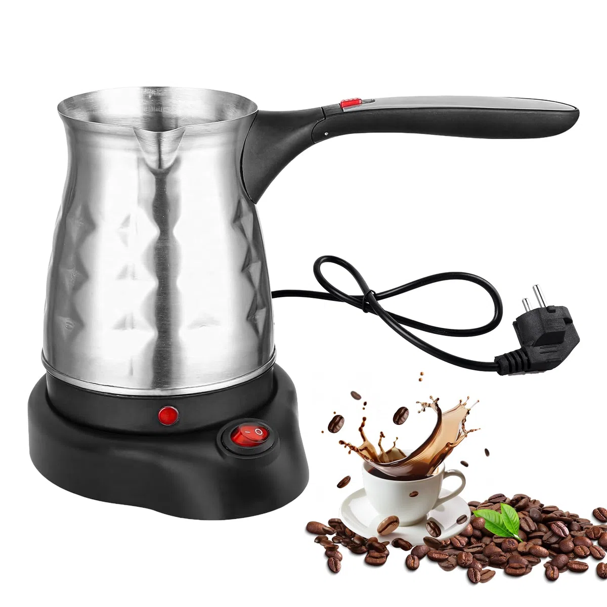 SUNOYA Caffettiera Elettrica Turca Con Maniglia, 500ml Caffettiera Elettrica Caffettiera, Caffettiera Turca, Caffettiera Espresso Induzione Con In Acciaio Inox Viaggio