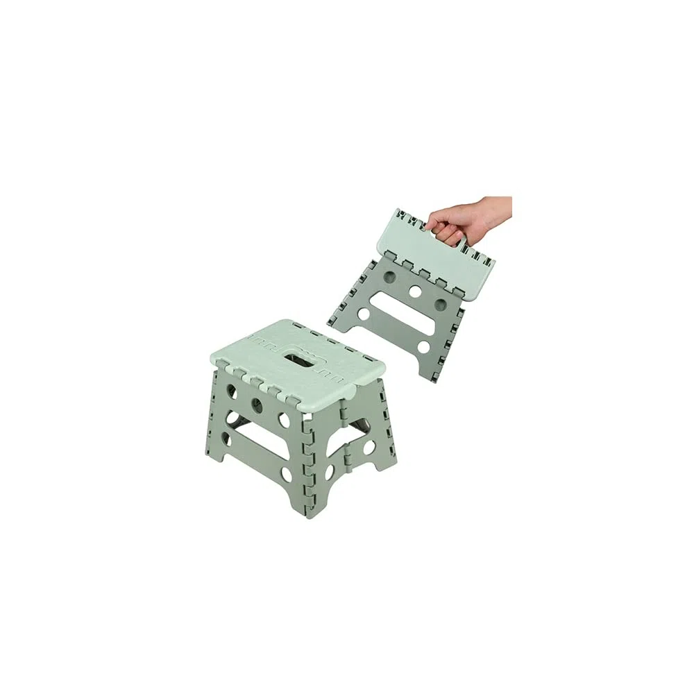 Plastica Sgabello Portatile per Bambini e adulti - Sgabello pieghevole di alta qualità - Sgabelli Multiuso con maniglia per Cucina, Bagno, Giardino, Casa (18 cm di altezza - verde)