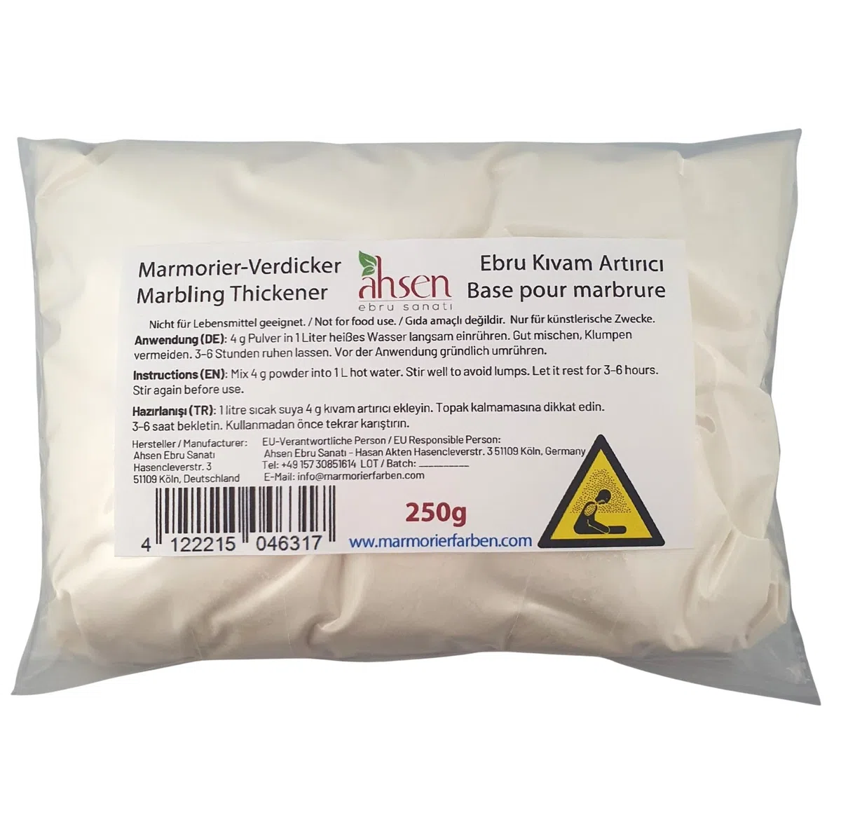 Karin Marmoriergrund 250 g – Addensante di alta qualità e materiale per il fai da te e la pittura per la tradizionale tecnologia Ebru- per una distribuzione uniforme dei colori a base d'acqua