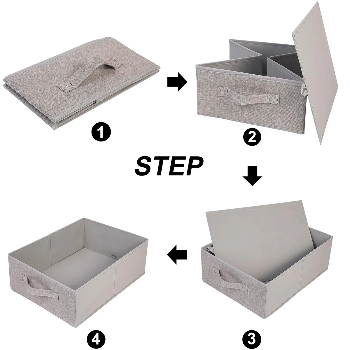 JAKAGO Confezione da 4 organizer per armadio, pieghevoli, per cassetti, 39 x 29 x 14 cm, scatole portaoggetti per vestiti, camicie, pantaloni, asciugamani, giocattoli (grigio)