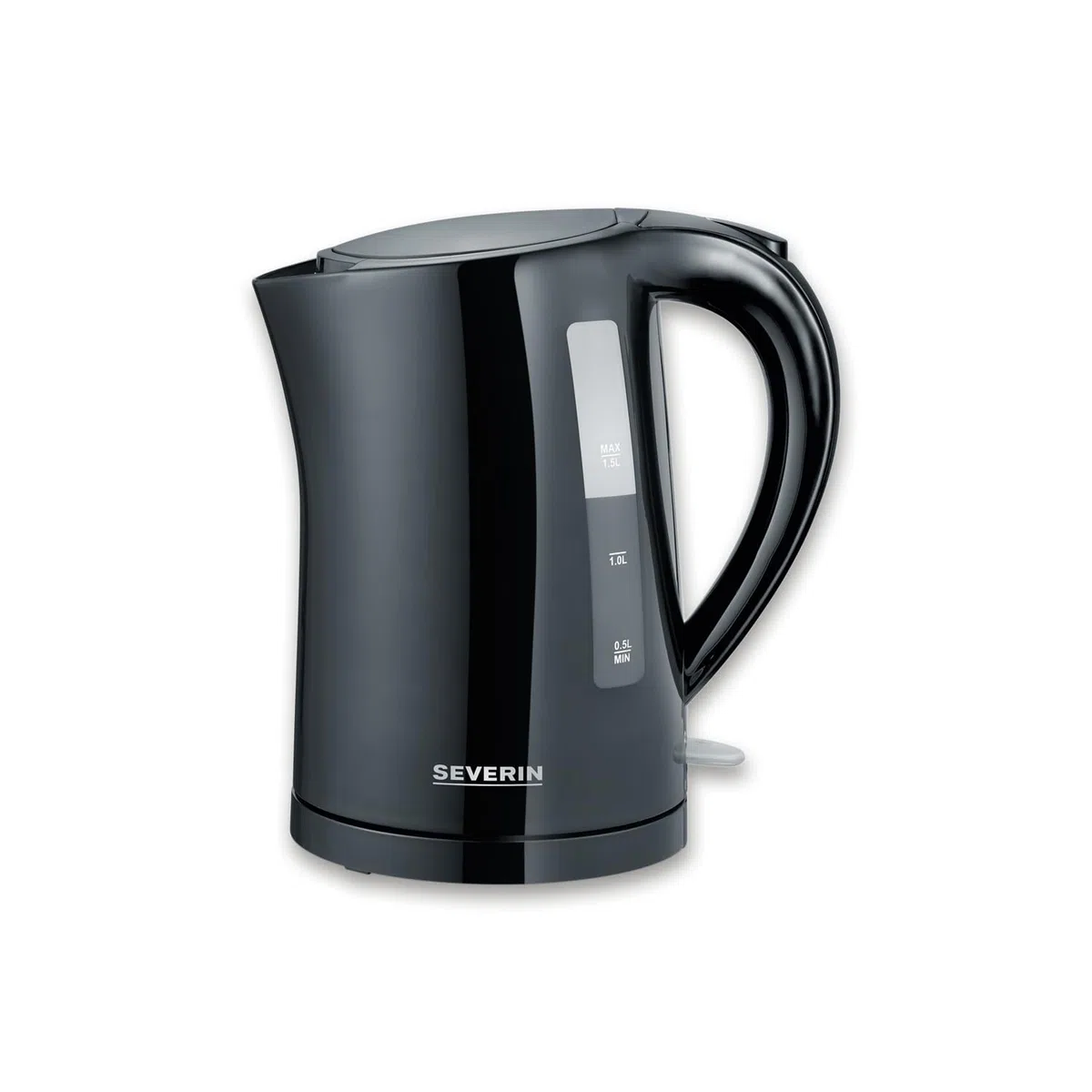 SEVERIN WK 3498 Bollitore per acqua 2200 W in plastica e metallo, Teiera elettrica con capacità di 1,5 litri, Bollitore acqua elettrico con indicatore del livello dell'acqua, Nero