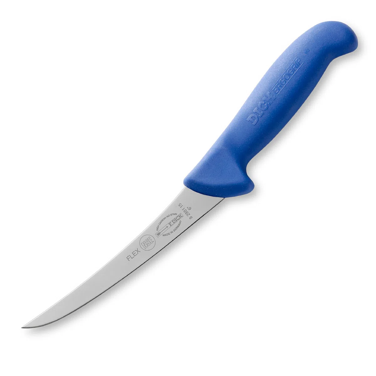 F. DICK ErgoGrip coltello da disosso (lama da 10 cm in acciaio X55CrMo14, inossidabile, durezza 56° HRC) 82368101, blu