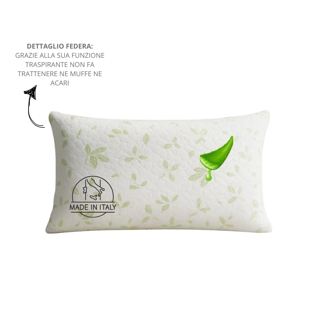 GM COPPIA Cuscini Letto Guanciali per Dormire Imbottiture Standard Antiacaro Anallergico Traspirante per letto Matrimoniale Singolo con Federa Aloe Lavabile Made in Italy