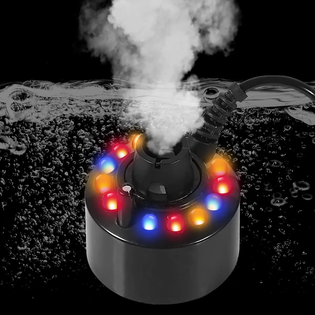 Nebulizzatore a LED,Nebulizzatore ad ultrasuoni, Umidificatore cambia colore 24V Atomizzatore per laghetto d'acqua Umidificatore d'aria E12 LED, Vaso per acquario Deco per vasca degli uccelli, c