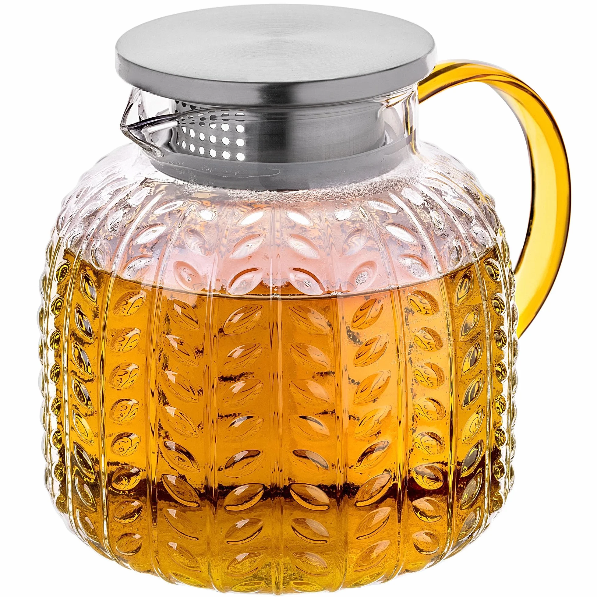 KADAX Teiera 1,3 litri in vetro borosilicato, caraffa in vetro resistente al calore con coperchio in acciaio inox e filtro integrato, teiera in vetro, caraffa in vetro