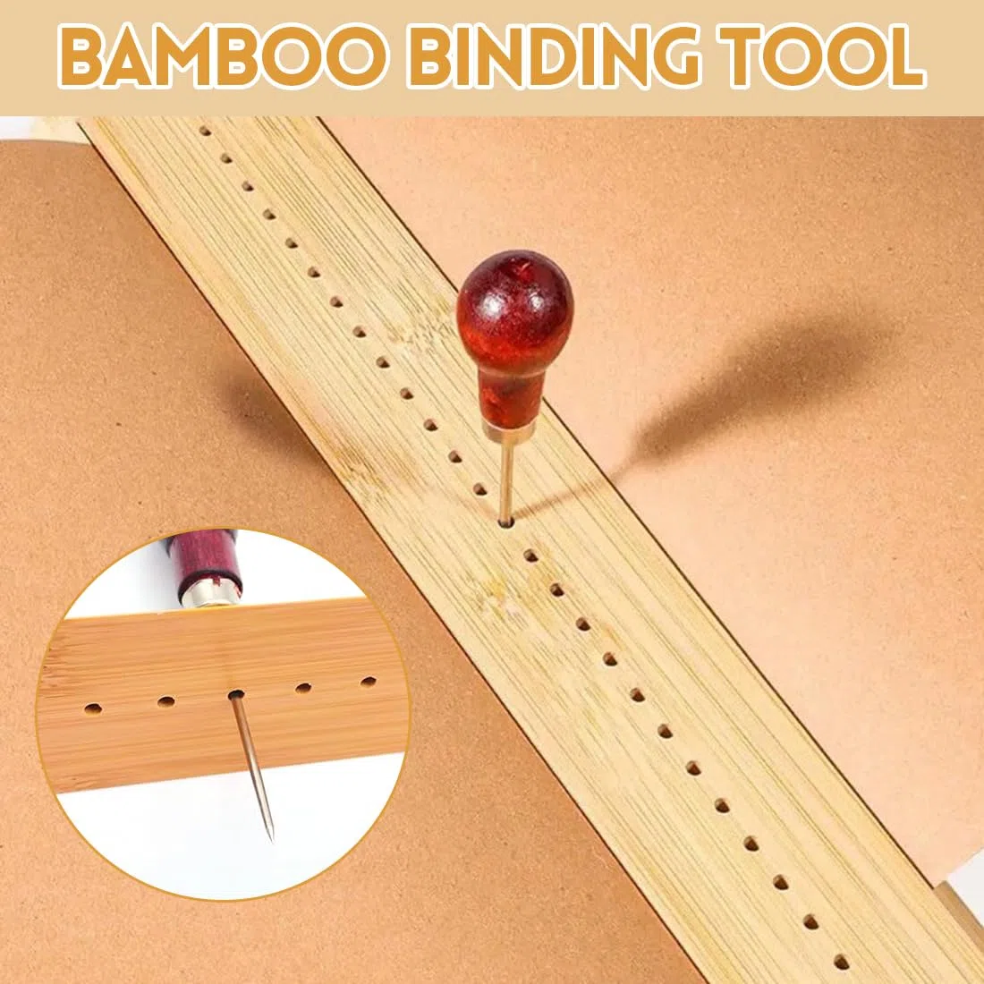 Set di Rilegatura in Legno con Punzoni – Strumenti Precisi per Quaderni DIY, Agende, Riviste e Brochure, Kit Portatile per Carta, Tessuto, Pelle e Artigianato, Facile da Usare a Casa o in Laboratorio