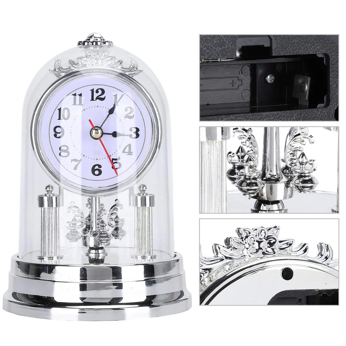 Orologi da camino, silenzioso orologio da tavolo europeo senza ticchettio retrò orologi da scrivania alimentato a batteria silenzioso orologio da tavolo antico per soggiorno, ufficio casa