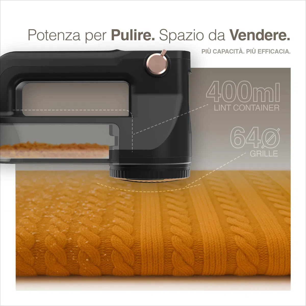PORTENTUM Levapelucchi Elettrico con Luce LED – Display Digitale, 3 Velocità fino a 9.000 RPM, Lama a 6 Foglie, Grande Serbatoio, Togli Pelucchi per Abiti e Casa Ricaricabile USB C, Potenza Reale 15W