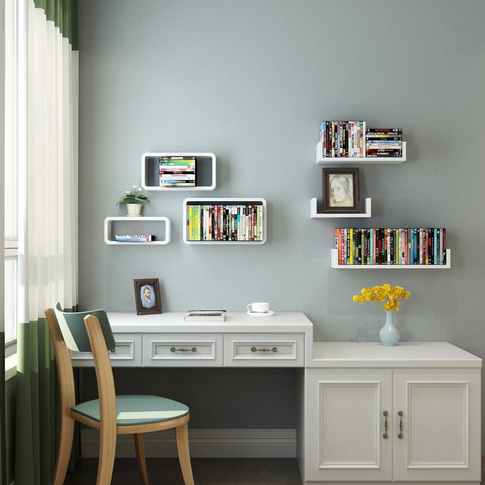 SONGMICS Set di 3 Mensole da Parete Scaffale Carico Massimo 15 kg MDF 44 39 34 cm Bianco LWS97W